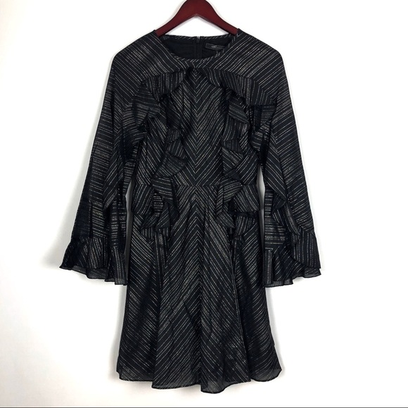 BCBGMaxAzria Black Metallic Ruffle Mini Dress - Picture 4 of 8